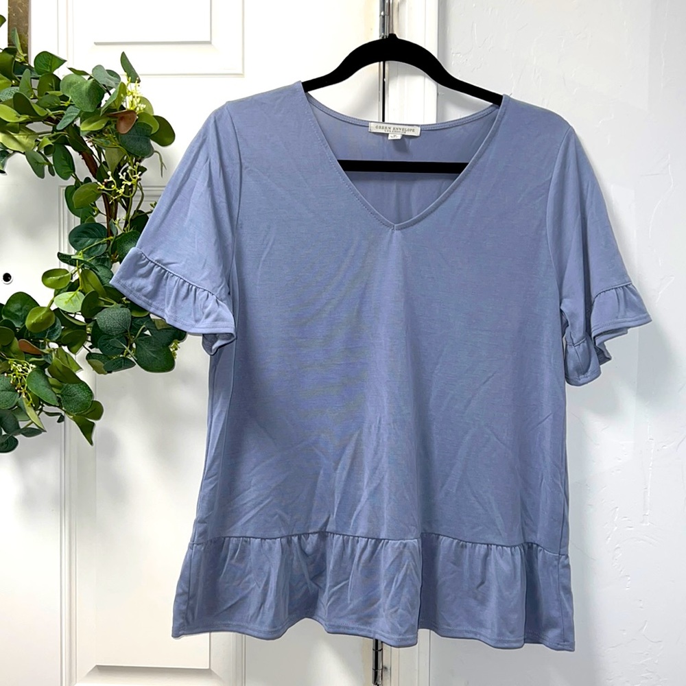 Ruffle V-neck blouse